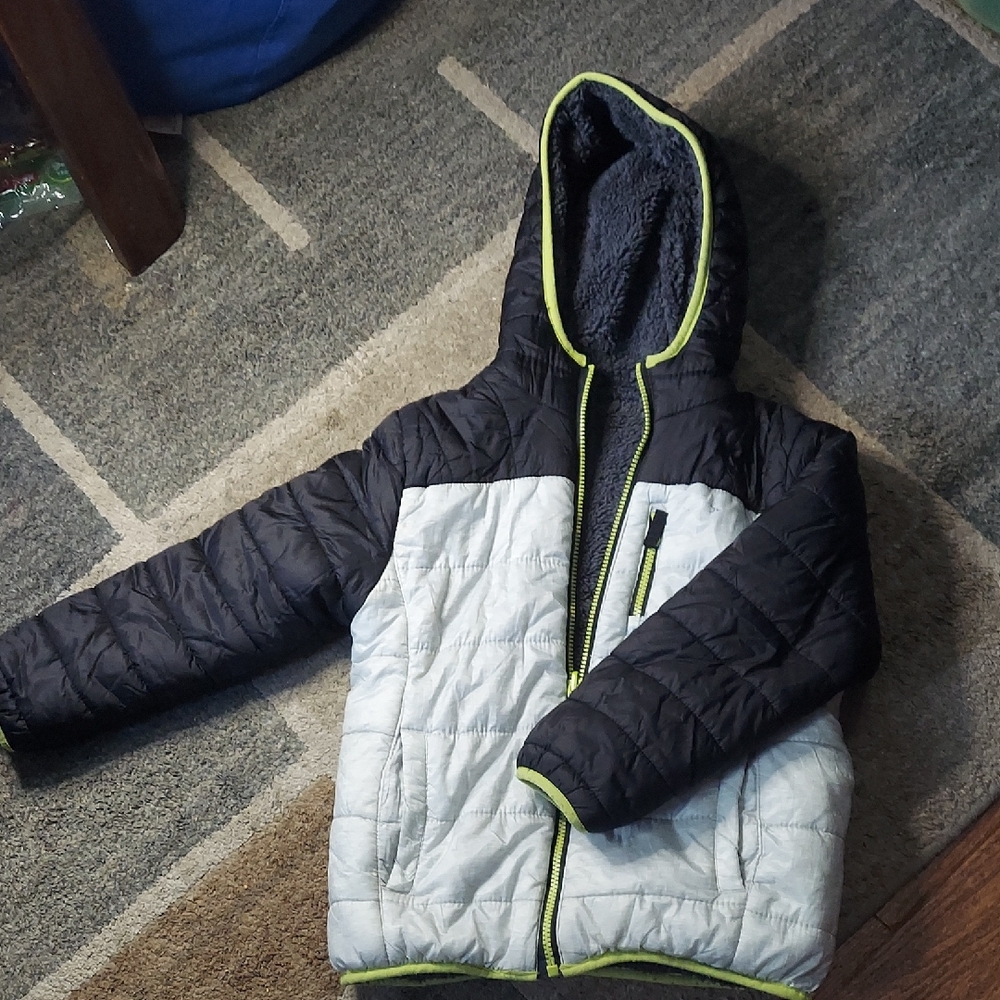 Eddie Bauer Kids Black and Gray with Green Accents Coat With Hood